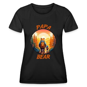 Papa Bear mit Sohn in der Hand - Frauen Funktions-T-Shirt - Schwarz - Vorne - AI Model Female 172 light (172cm)