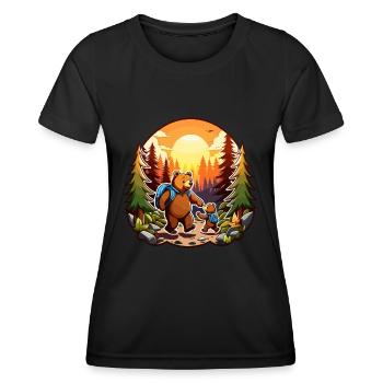 Père Ours et Fils - T-shirt sport Femme - noir - Devant - AI Model Female 172 light (172cm)