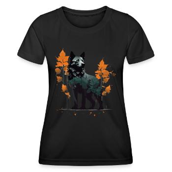 Chien nordique dans la forêt - T-shirt sport Femme - noir - Devant - AI Model Female 172 light (172cm)