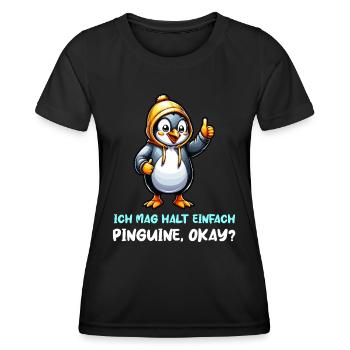 Ich mag Pinguine - Frauen Funktions-T-Shirt - Schwarz - Vorne - AI Model Female 172 light (172cm)