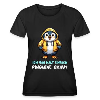 Ich mag Pinguine - Frauen Funktions-T-Shirt - Schwarz - Vorne - AI Model Female 172 light (172cm)