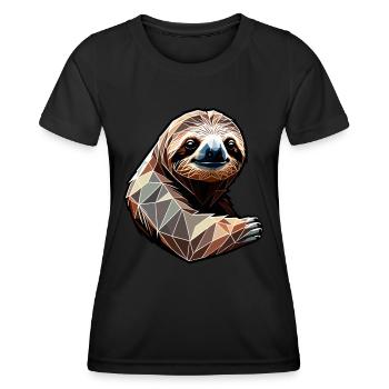 Faultier Polygon Sloth - Frauen Funktions-T-Shirt - Schwarz - Vorne - AI Model Female 172 light (172cm)