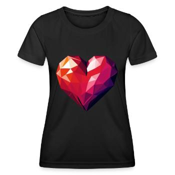 Polygon Herz - Frauen Funktions-T-Shirt - Schwarz - Vorne - AI Model Female 172 light (172cm)