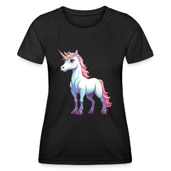 Cute Unicorn Illustration - Women's Functional T-Shirt - black - Front - AI Model Female 172 light (172cm)
