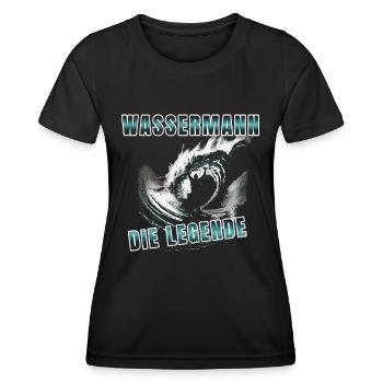 Wassermann die Legende Sternzeichen - Frauen Funktions-T-Shirt - Schwarz - Vorne - AI Model Female 172 light (172cm)