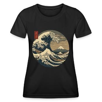 The Great Wave of Kanagawa – Japan Art - Women's Functional T-Shirt - black - Front - AI Model Female 172 light (172cm)