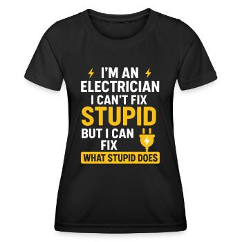 Électricien avec le sens de l’humour et le sens des réalités - T-shirt sport Femme - noir - Devant - AI Model Female 172 light (172cm)
