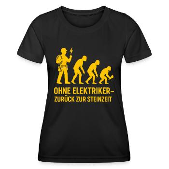 Ohne Elektriker zurück zur Steinzeit - Frauen Funktions-T-Shirt - Schwarz - Vorne - AI Model Female 172 light (172cm)