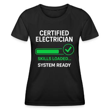 Électricien certifié prêt à l’action - T-shirt sport Femme - noir - Devant - AI Model Female 172 light (172cm)