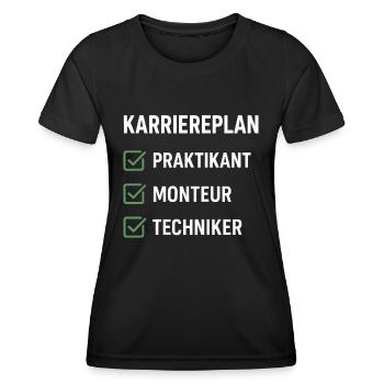 Karriereplan Praktikant bis Techniker - Frauen Funktions-T-Shirt - Schwarz - Vorne - AI Model Female 172 light (172cm)