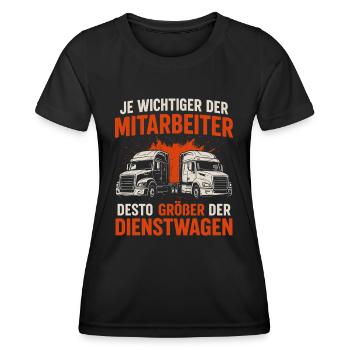 Großer LKW – großer Einfluss - Frauen Funktions-T-Shirt - Schwarz - Vorne - AI Model Female 172 light (172cm)