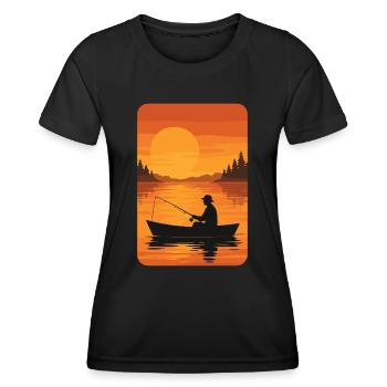 Angeln bei Sonnenuntergang - Frauen Funktions-T-Shirt - Schwarz - Vorne - AI Model Female 172 light (172cm)