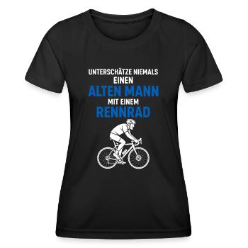 Rennrad-Opa mit Ausdauer - Frauen Funktions-T-Shirt - Schwarz - Vorne - AI Model Female 172 light (172cm)
