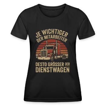 Wichtiger Mitarbeiter fährt dicke Karre - Frauen Funktions-T-Shirt - Schwarz - Vorne - AI Model Female 172 light (172cm)