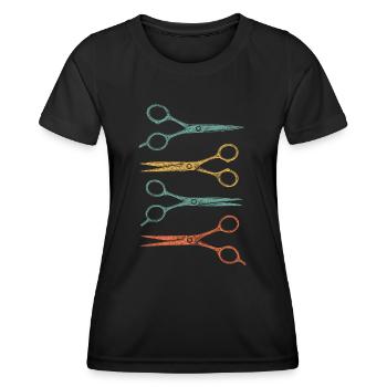 Ciseaux de coiffure colorés - T-shirt sport Femme - noir - Devant - AI Model Female 172 light (172cm)