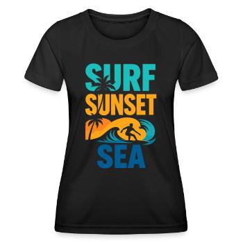Surf Sunset Sea – Freedom by the Sea - Women's Functional T-Shirt - black - Front - AI Model Female 172 light (172cm)