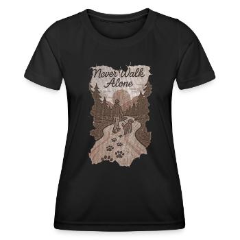 Ne marchez jamais seul avec un motif de chien - T-shirt sport Femme - noir - Devant - AI Model Female 172 light (172cm)