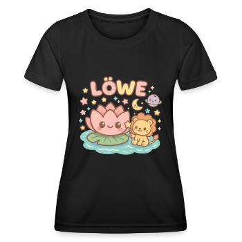 Sternzeichen Löwe im Kawaii Stil - Frauen Funktions-T-Shirt - Schwarz - Vorne - AI Model Female 172 light (172cm)