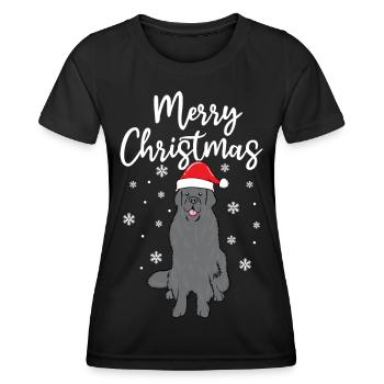 Weihnachten Merry Christmas Hund Neufundländer - Frauen Funktions-T-Shirt - Schwarz - Vorne - AI Model Female 172 light (172cm)