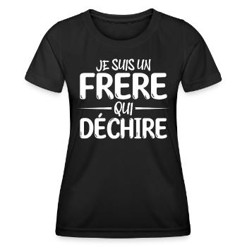 Je suis un frère qui déchire cadeau pour mon frère - T-shirt sport Femme - noir - Devant - AI Model Female 172 light (172cm)