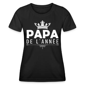cadeau pour papa Fête des pères, Papa de l’année - T-shirt sport Femme - noir - Devant - AI Model Female 172 light (172cm)