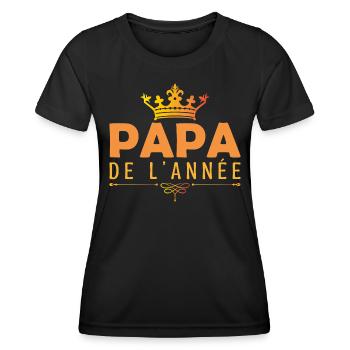 Fête des pères, Papa de l’année cadeau pour papa ! - T-shirt sport Femme - noir - Devant - AI Model Female 172 light (172cm)