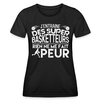 Basketball coach Cadeau coach Basketball basket !! - T-shirt sport Femme - noir - Devant - AI Model Female 172 light (172cm)