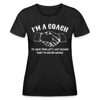 sports coach gift coach coach coach coach - Women's Functional T-Shirt - black - Front - AI Model Female 172 light (172cm)