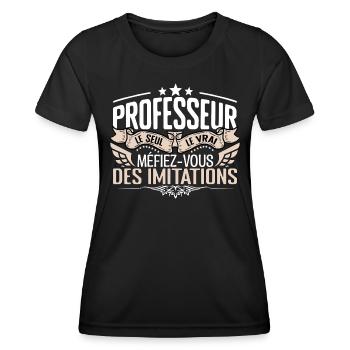 Professeur le seul Professeur le vrai Professeur - T-shirt sport Femme - noir - Devant - AI Model Female 172 light (172cm)