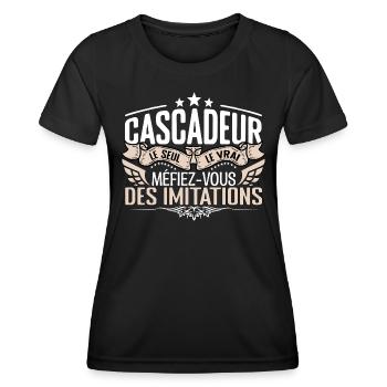 Cascadeur le seul Cascadeur le vrai Cascadeur - T-shirt sport Femme - noir - Devant - AI Model Female 172 light (172cm)