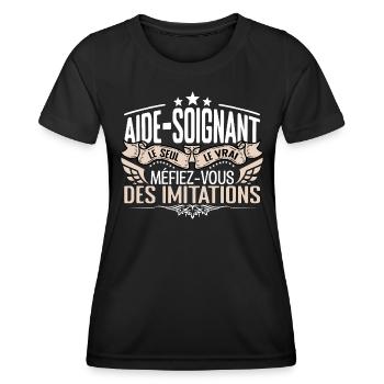 Aide Soignant le seul Aide Soignant le vrai Aide S - T-shirt sport Femme - noir - Devant - AI Model Female 172 light (172cm)
