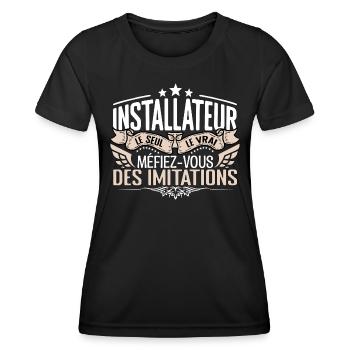 Installateur le seul Installateur le vrai Installa - T-shirt sport Femme - noir - Devant - AI Model Female 172 light (172cm)