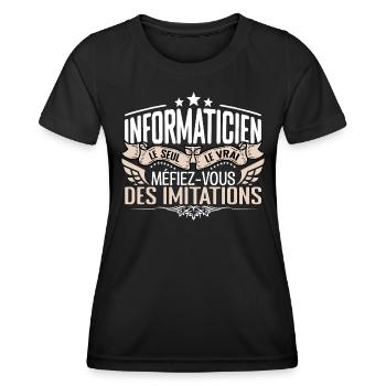 Informaticien le seul Informaticien le vrai Inform - T-shirt sport Femme - noir - Devant - AI Model Female 172 light (172cm)