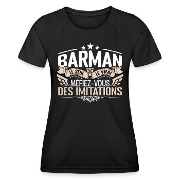 Barman le seul Barman le vrai Barman - T-shirt sport Femme - noir - Devant - AI Model Female 172 light (172cm)