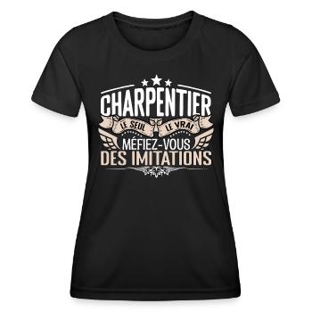 Charpentier le seul Charpentier le vrai Charpentie - T-shirt sport Femme - noir - Devant - AI Model Female 172 light (172cm)