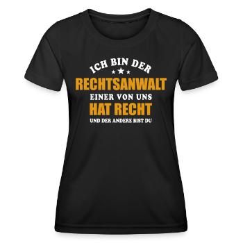Ich bin der Rechtsanwalt - einer von uns hat Recht - Frauen Funktions-T-Shirt - Schwarz - Vorne - AI Model Female 172 light (172cm)