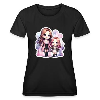 Mutter und Tochter mit passenden Outfits - Frauen Funktions-T-Shirt - Schwarz - Vorne - AI Model Female 172 light (172cm)