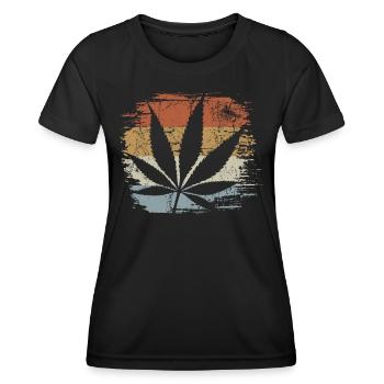 Cannabis - Hanf - Kiffen legal - Retro - Frauen Funktions-T-Shirt - Schwarz - Vorne - AI Model Female 172 light (172cm)