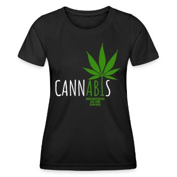 CannABIs Abi durchgezogen - Abitur - Spruch - Frauen Funktions-T-Shirt - Schwarz - Vorne - AI Model Female 172 light (172cm)