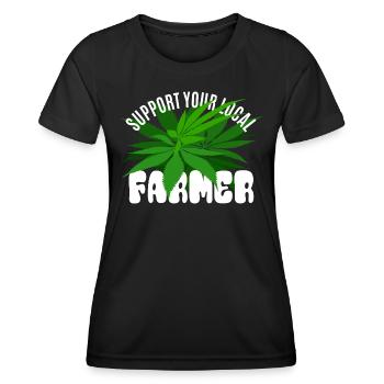 Support your local Farmer - Hanf - Frauen Funktions-T-Shirt - Schwarz - Vorne - AI Model Female 172 light (172cm)