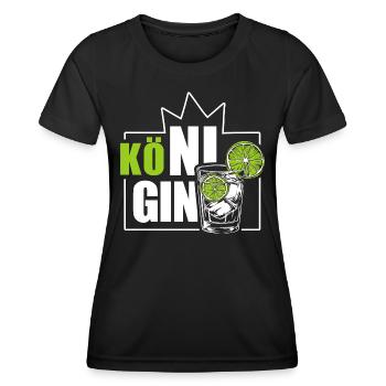 Kö-ni-Gin - die Gin Königin - Wortspiel - Frauen Funktions-T-Shirt - Schwarz - Vorne - AI Model Female 172 light (172cm)