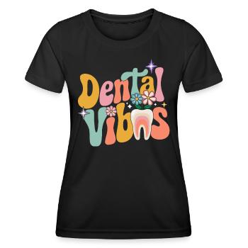 Groovy Retro Dental Woman Dentist - Women's Functional T-Shirt - black - Front - AI Model Female 172 light (172cm)