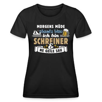 Morgens müde abends blau - Schreiner - Frauen Funktions-T-Shirt - Schwarz - Vorne - AI Model Female 172 light (172cm)