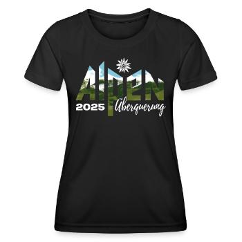 Alpenüberquerung Alpen Überquerung 2025 Edelweiß - Frauen Funktions-T-Shirt - Schwarz - Vorne - AI Model Female 172 light (172cm)