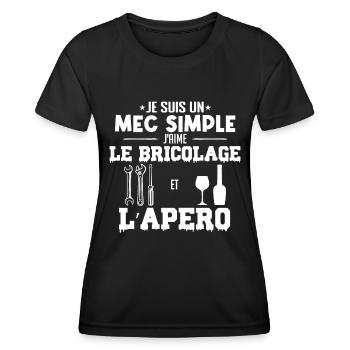 Mec simple aime le bricolage et l'apéro mécano - T-shirt sport Femme - noir - Devant - AI Model Female 172 light (172cm)