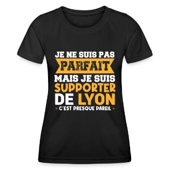 JE SUIS SUPPORTER DE LYON - T-shirt sport Femme - noir - Devant - AI Model Female 172 light (172cm)