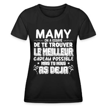 cadeau mamy citation touchante cadeau pour mamy - T-shirt sport Femme - noir - Devant - AI Model Female 172 light (172cm)