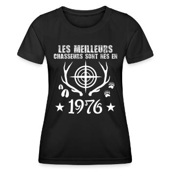 Chasseur | Anniversaire chasseur 1976 - T-shirt sport Femme - noir - Devant - AI Model Female 172 light (172cm)