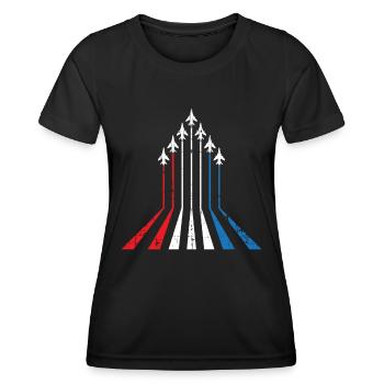 American Flag USA Airplane Jet Fighter 4th of July - Women's Functional T-Shirt - black - Front - AI Model Female 172 light (172cm)