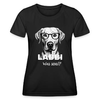Labrador Retriever Hundenarr Hundefan Frauchen Wau - Frauen Funktions-T-Shirt - Schwarz - Vorne - AI Model Female 172 light (172cm)